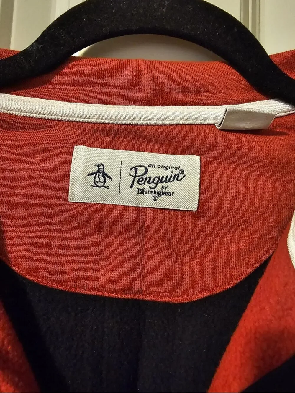 Original Penguin Red, Navy and Yellow Stripe Zip Hoodie L